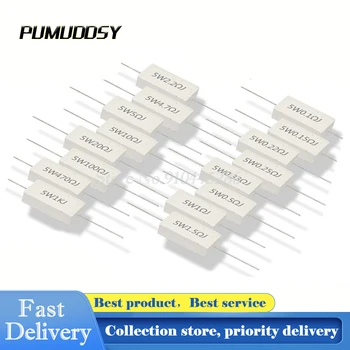 

10PCS/LOT Ceramic Cement Resistor 5W 1 ohm 1R Resistance 5% Error Cement resistance 5W 1R