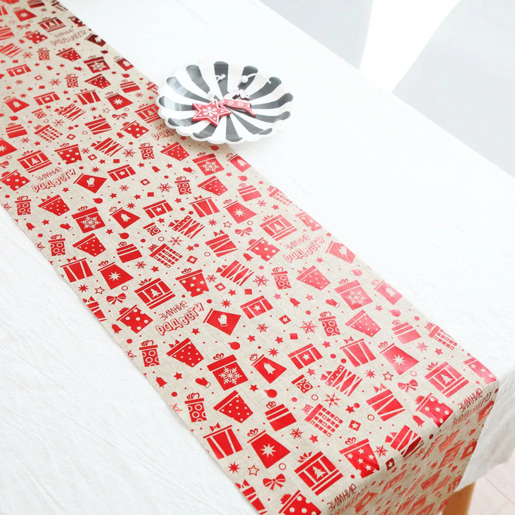 Креативная Рождественская скатерть из хлопка и льна, настольный флаг, украшение для рабочего стола с рождеством, красные вечерние скатерти для дома, Новинка#30
