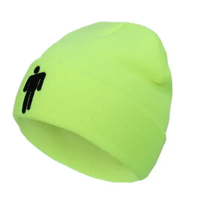Light Green Billie Eilish Beanie, 15 цветов, вязаная зимняя шапка, одноцветная, в стиле хип-хоп, вязанная шапка Skullies, шапка, аксессуар для костюма, подарки, теплая зимняя шапка - Цвет: Light Green