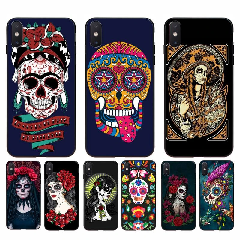 Babaite Mexican Skull Girl tattooed Art Soft Rubber Phone Cover for iphone 11 Pro Max X XS MAX 6 6s 7 8 plus 5 5S 5SE XR SE2020 cute iphone 11 Pro Max cases