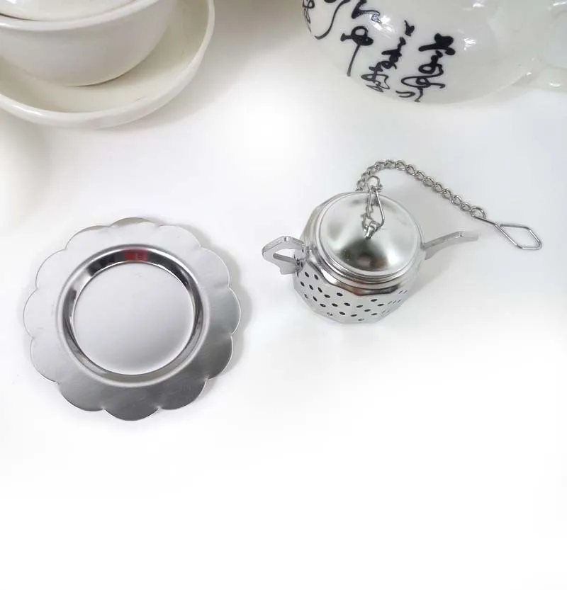 Нержавеющая сталь домашние свободные чайное ситечко, заварник Форма Чай пакетиков специй Цветочный чай травяной фильтр Кухня Чай посуда с поддоном