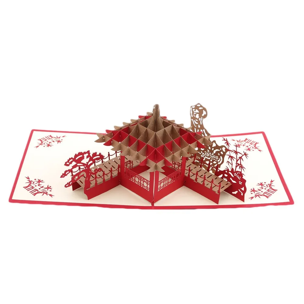 Jiangnan павильон 3D открыток Подарочная открытка с наклейки на конверте свадебные приглашения Поздравительные открытки юбилей Wenskaart