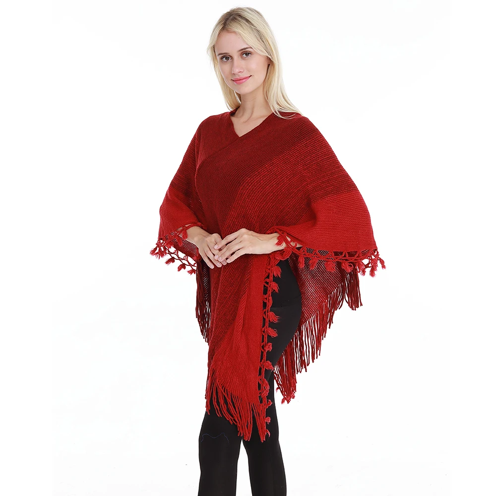 Новинка, женское Модное пончо, хлопковый шарф, Дамская шаль, цветное сшитое пончо для женщин, пуловер