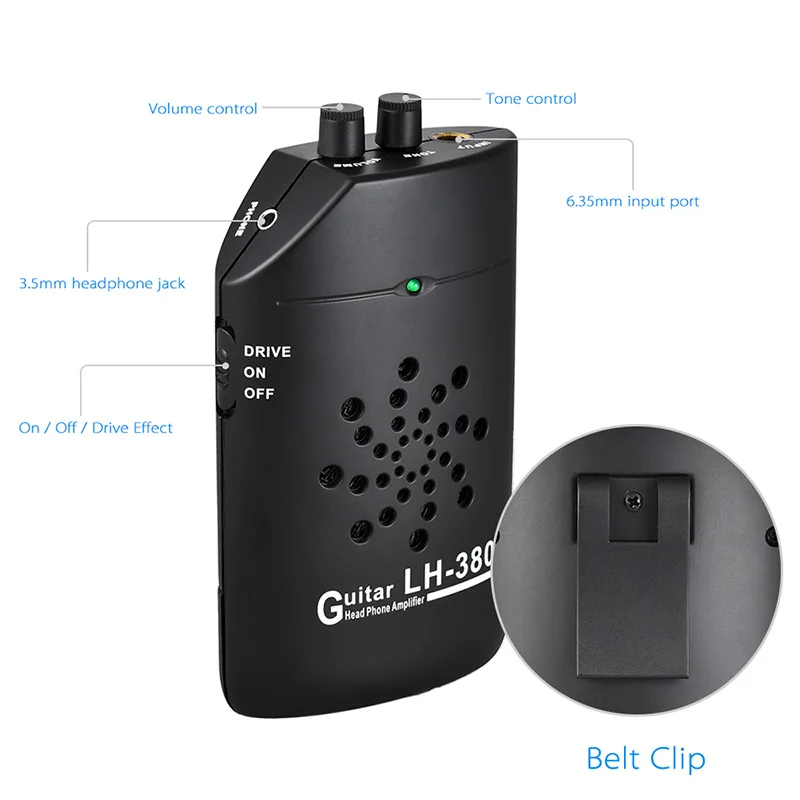Naomi Mini Portable Electric Bass Guitar Amplifier 9V 1 3W Audio Guitar Amp with Distortion Effect Clip Amp Headphone Speaker 10