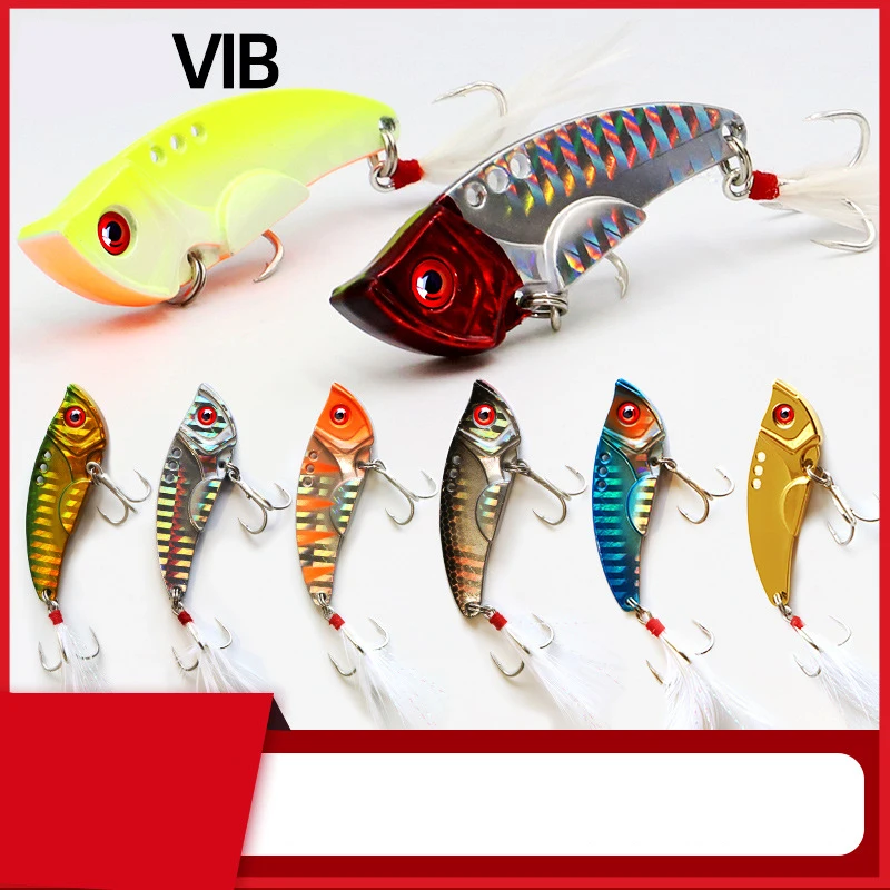 11 Colors 10/15/20g 3D Metal Vib Blade Lure with Feather Sinking