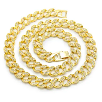 

CZ Iced Out Miami Cuban Chain Necklaces Men Gold Hip Hop Necklace Hippie Rock Jewelry Party Christmas Gifts