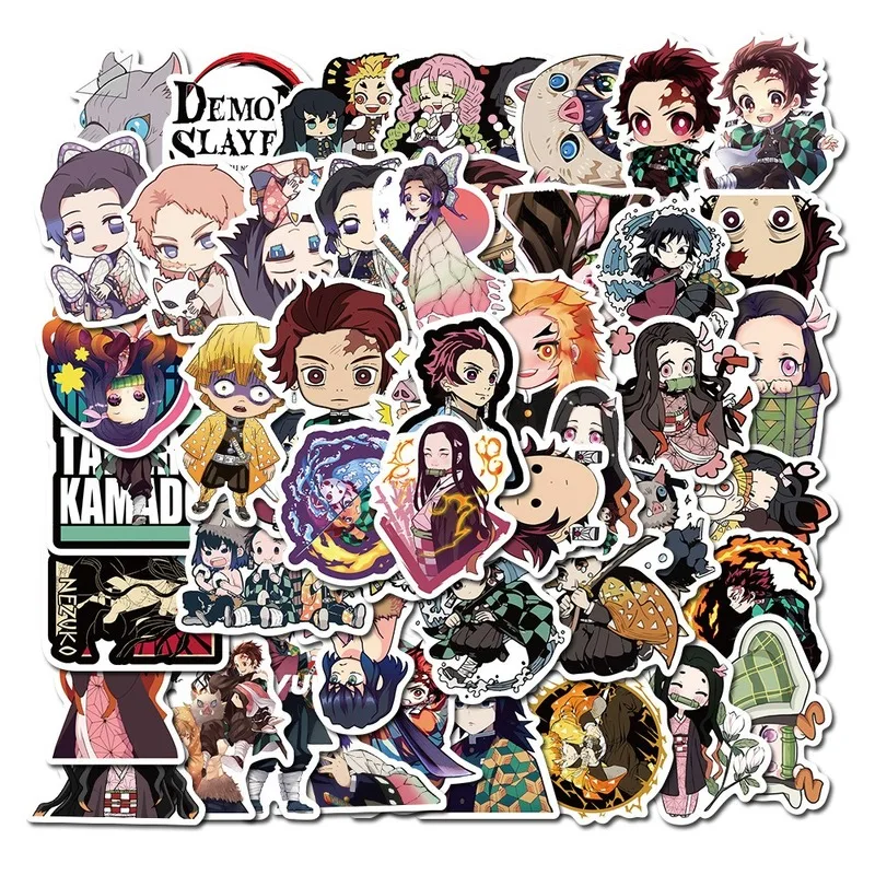 

100Pcs Japan Anime Demon Slayer Cute Stickers for Children On The Laptop Fridge Phone Skateboard Suitcase Sticker Toy Tanjirou