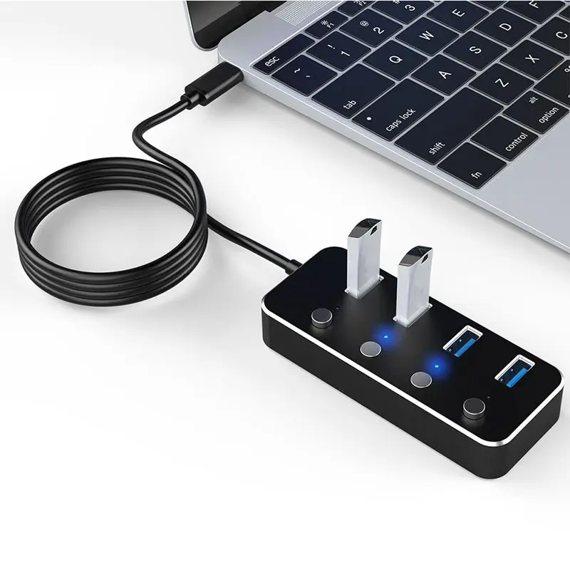 3,0 концентратор супер скорость 4 порта Внешний микро-usb-хаб разветвитель портативный для Apple Macbook Air ноутбук ПК планшет концентратор