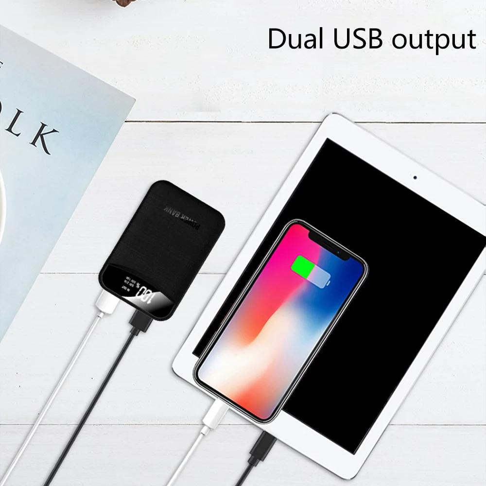 Универсальное зарядное устройство с двумя портами Usb для iPhone XS MAX XR X Внешний аккумулятор для Xiaomi Mi 9 8 SE redmi note 7