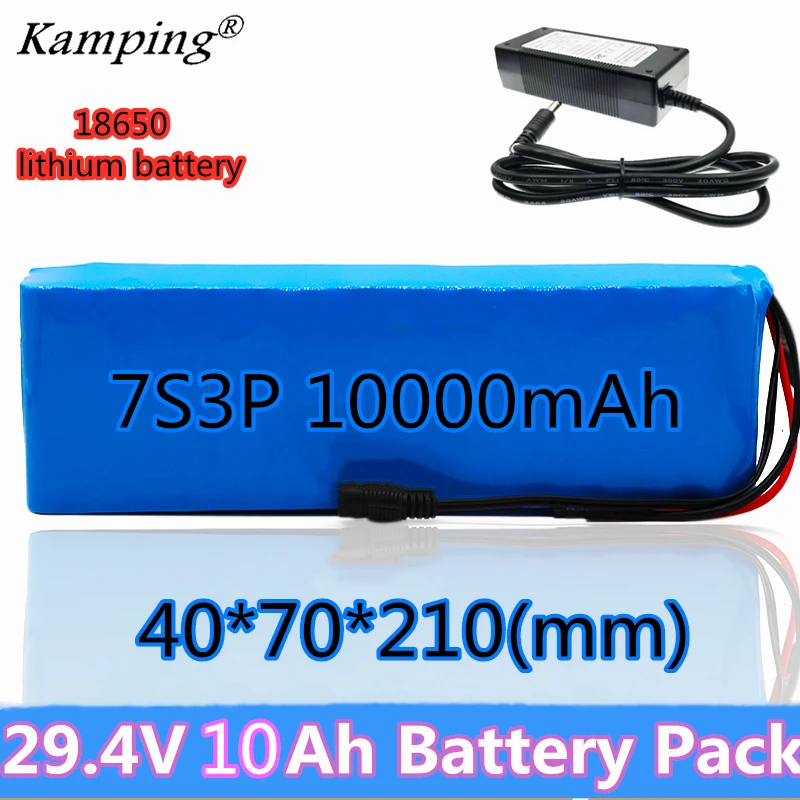 

KAM PING 24V Battery 7S3P 29.4V 10Ah Li-ion Battery Pack with 20A Balanced BMS for Electric Bicycle Scooter Power Wheelchair +2A