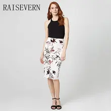 Модная женская юбка с цветочным принтом, юбка-карандаш для женщин, высокая талия, разрезные юбки, винтажная элегантная облегающая юбка до колен