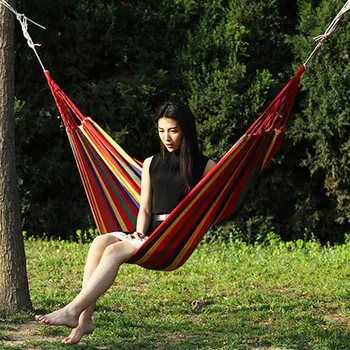 

Striped Outdoor Hammocks Comfort Durability Yard Hanging Chair Large Chair Hammocks Hamac Suspendu Hammocks Hamak Ogrodowy