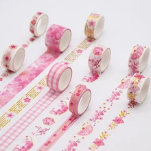 Assortiment de bandes autocollantes Washi, 11 rouleaux, feuille d'or, Sakura Cintas, décoratives, masquage, fournitures de papeterie mignonnes