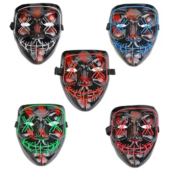 

Halloween Mask Costume Party EL Wire Light Up Cool Forehead Sponge Design Unique Shape Luminous Mask Cosplay Glowing Mask