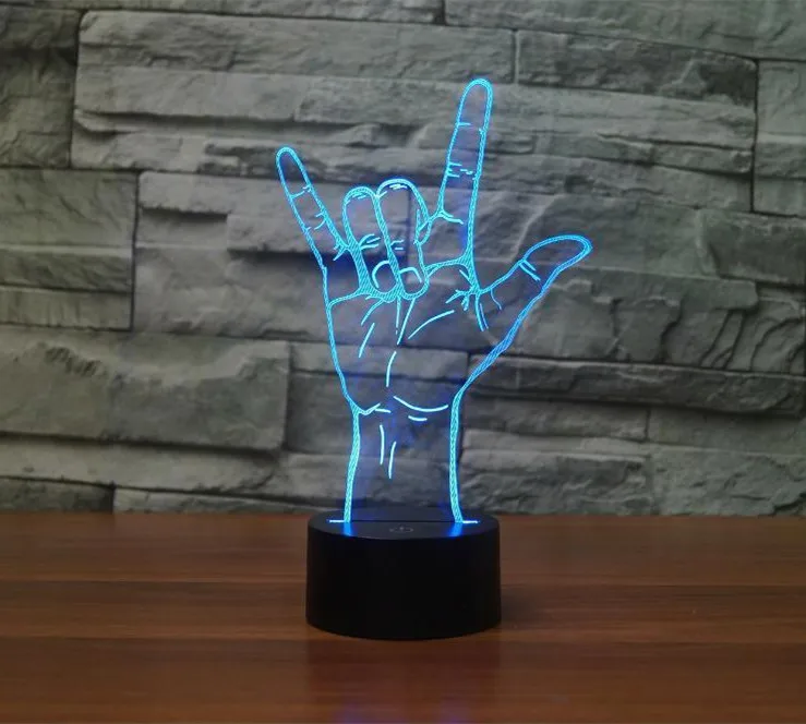 3D сенсорная Иллюзия ночной Светильник I Love you знак Язык, 7 цветов изменить светодиодный настольная лампа Спальня Магазин Бар Декор подарок USB светильник s
