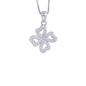 

Zircon Heart Four Leaf Clover Lucky Necklace For Women 925 Sterling Silver luxury Clover Pendants Party Fashion Jewelry
