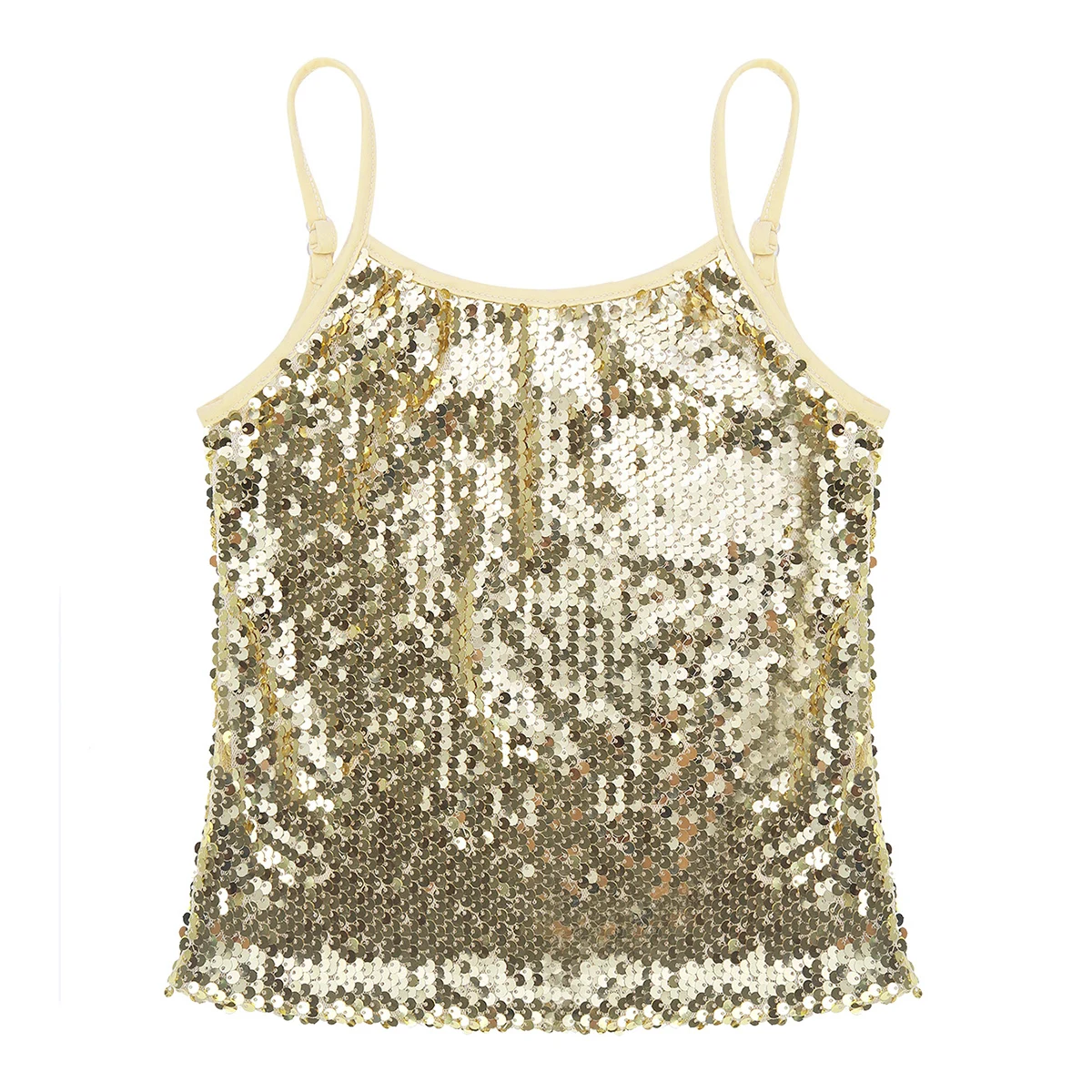 Kids Girls Adjustable Spaghetti Shoulder Straps Sparkly Sequined Tops Tank Top for Dancing Stage Performance,girls tank tops