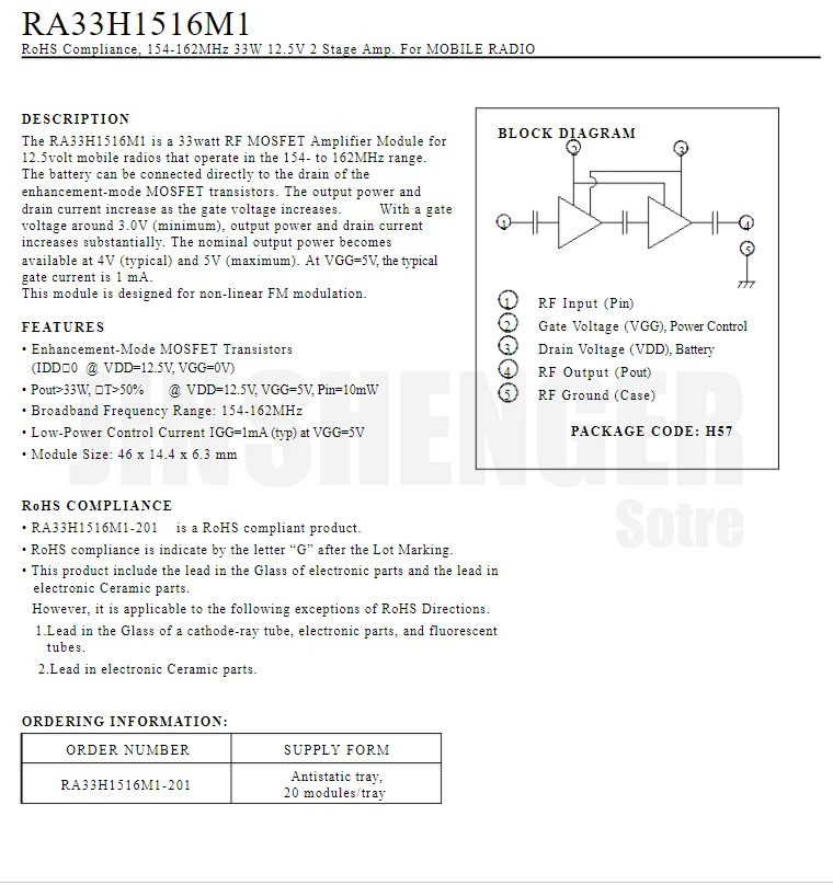 RA33H1516M1 новая SMD РЧ трубка высокочастотная трубка усилитель мощности модуль