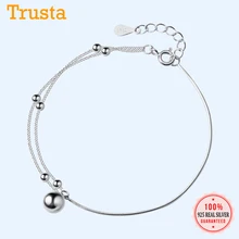 Trustdavis, настоящее 925 пробы, серебро, минималистичный бисер, двухслойные браслеты на цепочке для женщин, модное серебро 925, ювелирное изделие DS2246