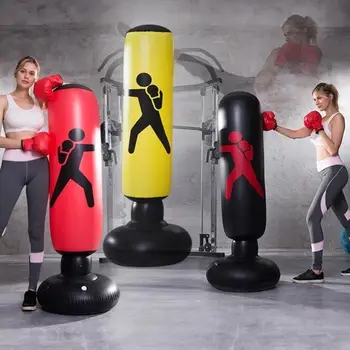 

Vertical Inflatable PVC Boxing Column Fitness Decompression Hitting Thickening Foldable Easy to Move Punching Heavy Tower Bag