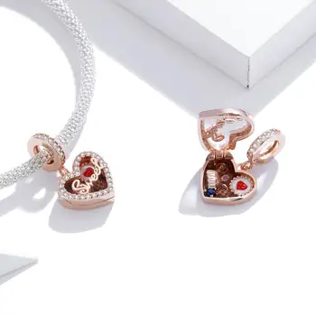 

925 Sterling Silver Chocolate Gift Box Metal Beads Enamel Charm fit Original Silver Bracelet DIY Jewelry make
