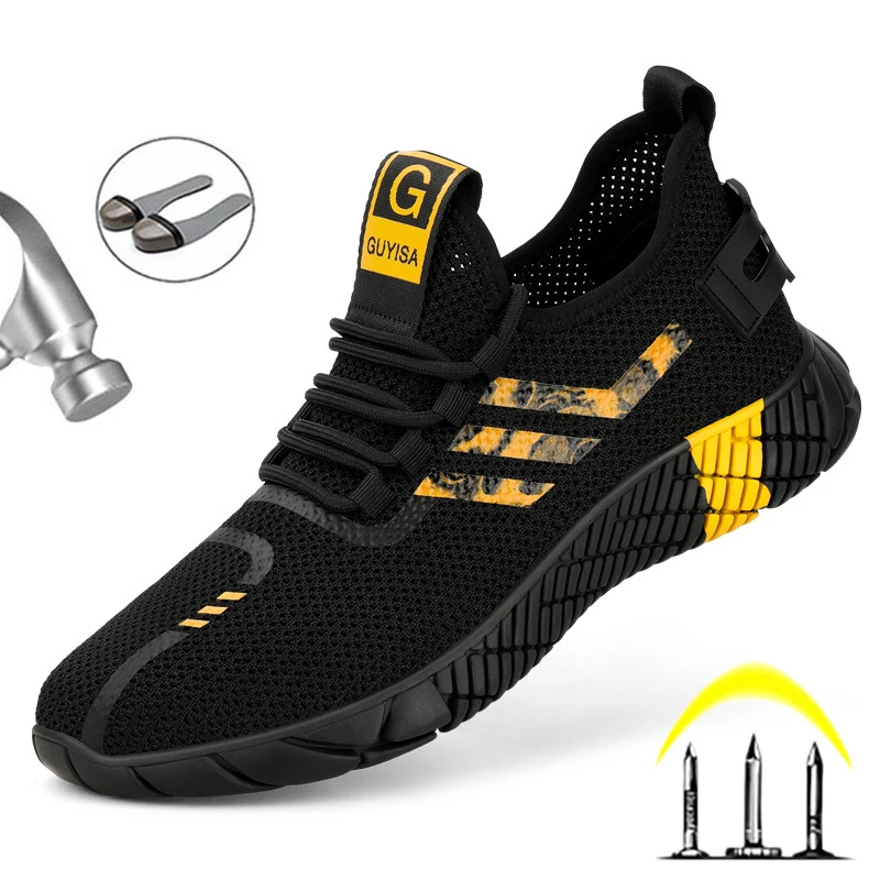 Promoción Zapatos de trabajo de seguridad para hombre, botas de seguridad antigolpes con punta de acero, para construcción, zapatillas de deporte, nuevo diseño kblDlEdpJ