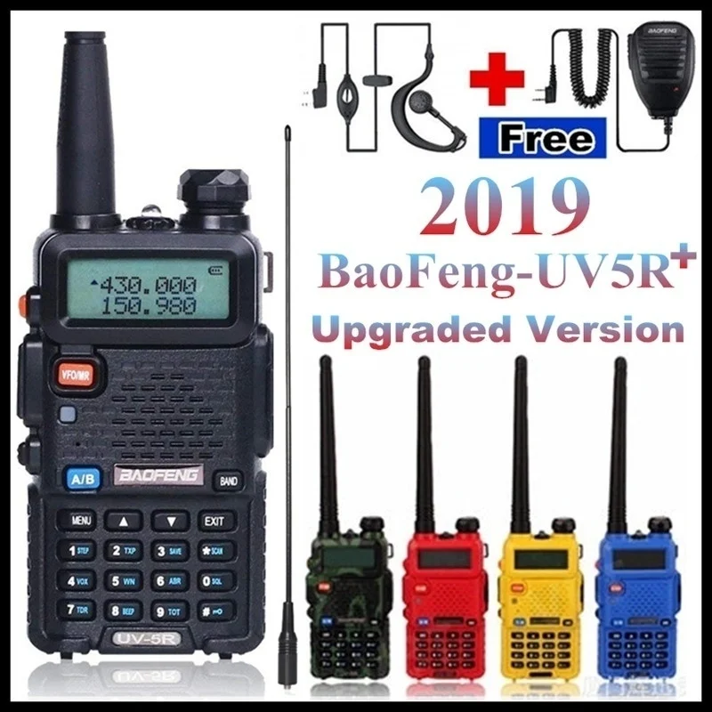 

BaoFeng-UV-5R Plus Two Way Radio Walkie Talkie 5W 128CH VHF UHF Dual Band (Free Gifts:Hand Microphone and Earphone Mic/Headset)