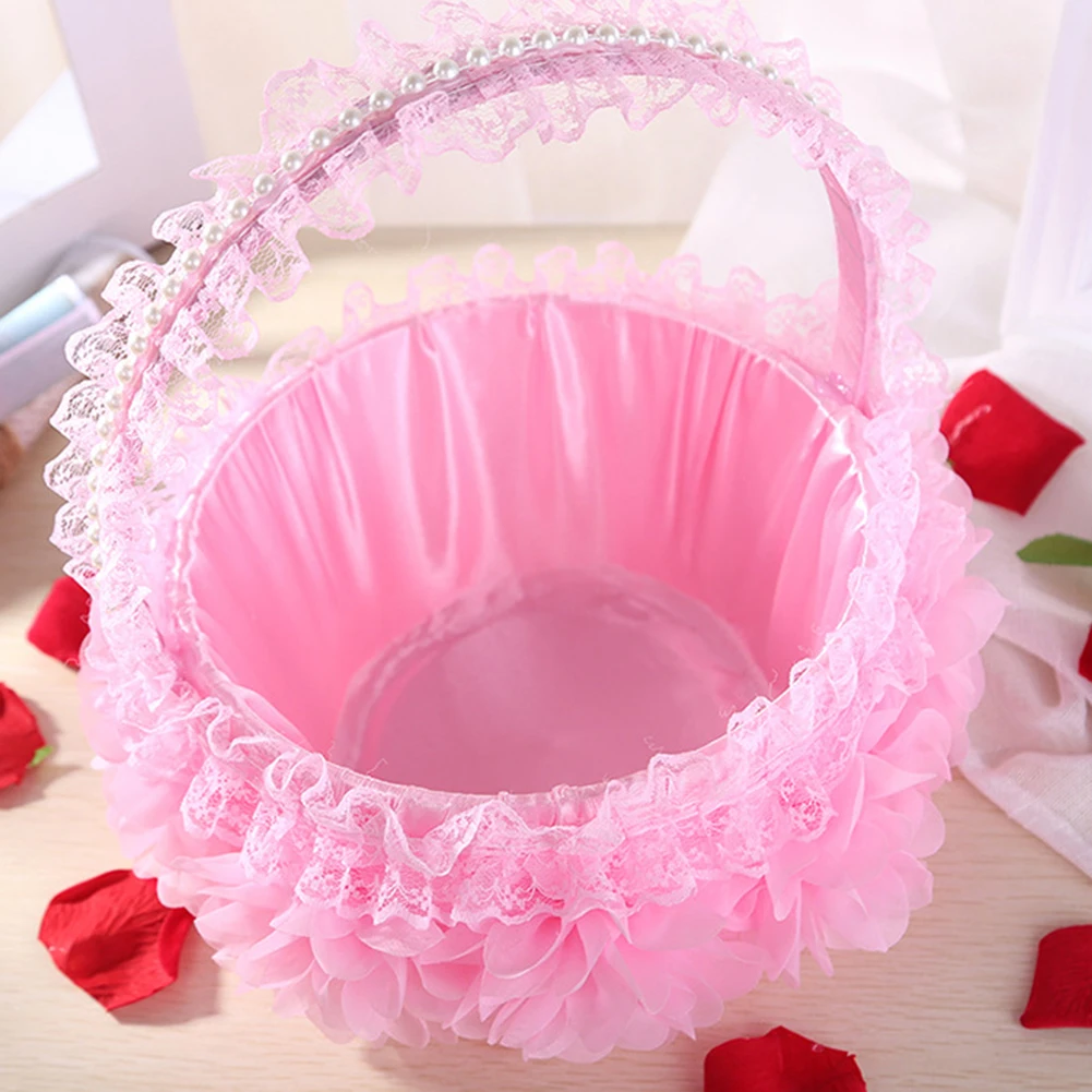 Кружева цветок романтическая шелковая ткань свадебная церемония, вечеринка роза цветок девушка макияж корзина подарок