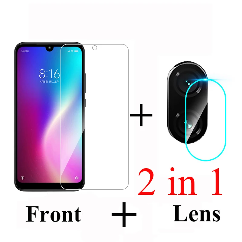 

2 in 1 Protective Glass For Xiaomi Redmi 7 Note 7 Pro Camera Lens Film Front Screen Protector High Clear Glass redmi 7 note7 pro