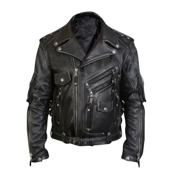 

Jacket Men Fashion Slim Fit Profession Motorcycle Biker Jacket Men's Basic Leather Motorcycle Jacket With Pockets