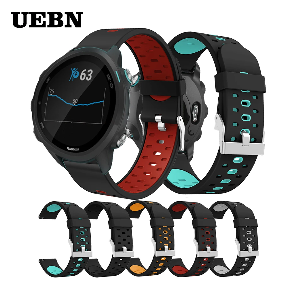 Силиконовый спортивный ремешок UEBN 20 мм для Garmin Forerunner 245M 645 музыкальный Vivoactive 3 HR