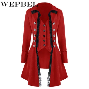 

WEPBEL Women's Clothing Slim Middle AgesTurn-down Collar Coat Autumn Women Coat Long Sleeve Three-Breasted Buckle Retro
