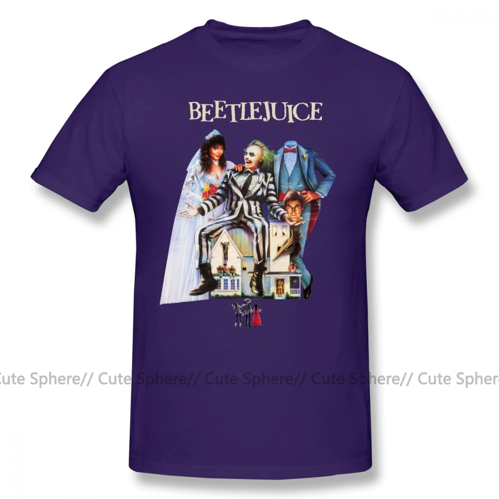 Футболка Beetlejuice, футболка Beetlejuice, 6xl, футболка с коротким рукавом, Мужская футболка с принтом, 100 хлопок, потрясающая уличная одежда, футболка - Цвет: Purple