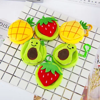 

Kawaii avocado zero wallet coin bag stuffed plant fruit baby key bag keyring for creative children's gifts