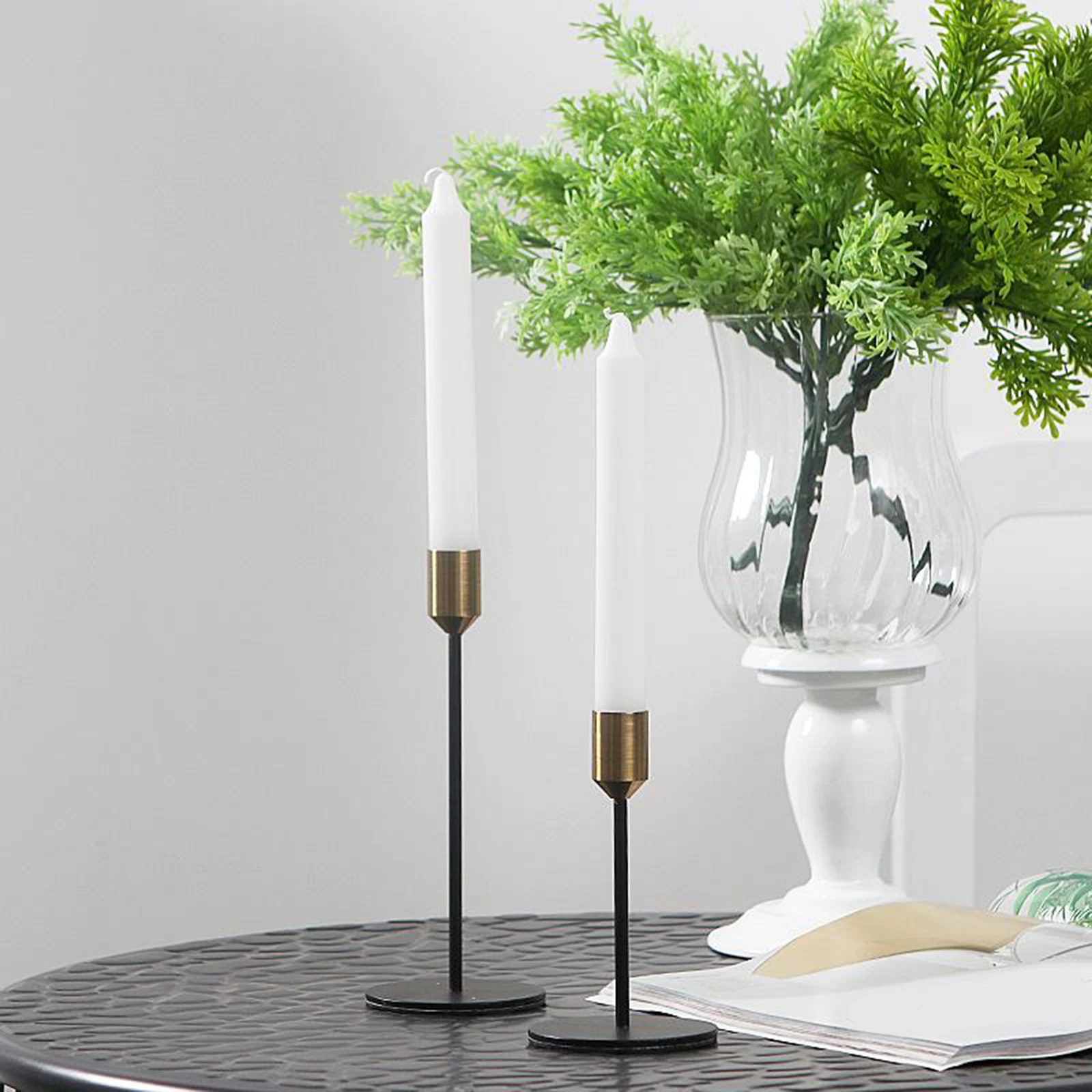 2pcs Candlestick Table Wedding Candle Stand, Candle Holder for Dinner Candlelight Candle Holder Decoration, Black 