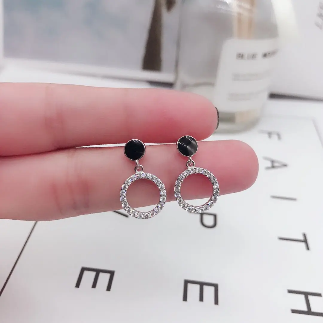 

Shine 925 Sterling Silver Exaggerated Unique Silver Noble Jewelry Earings Fashion Jewelry Zircon Stud Earrings Round Gemstone
