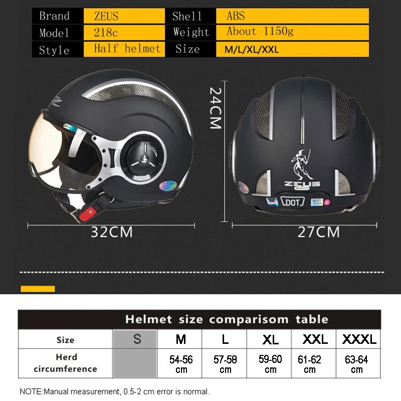 ZEUS мотоциклетный реактивный Ретро 3/4 полушлем DOT ece approved 218C Capacete Casco мотоциклетный 4 сезона винтажный Ретро шлем
