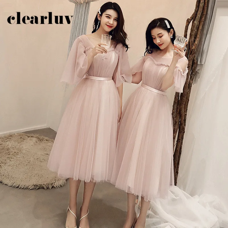 

Cameo Bridesmaid Dresses R285 Crepe A-Line Long Wedding Guest Dress Ruched Elegant Gowns Tea-Length Vestidos De Dama De Honor
