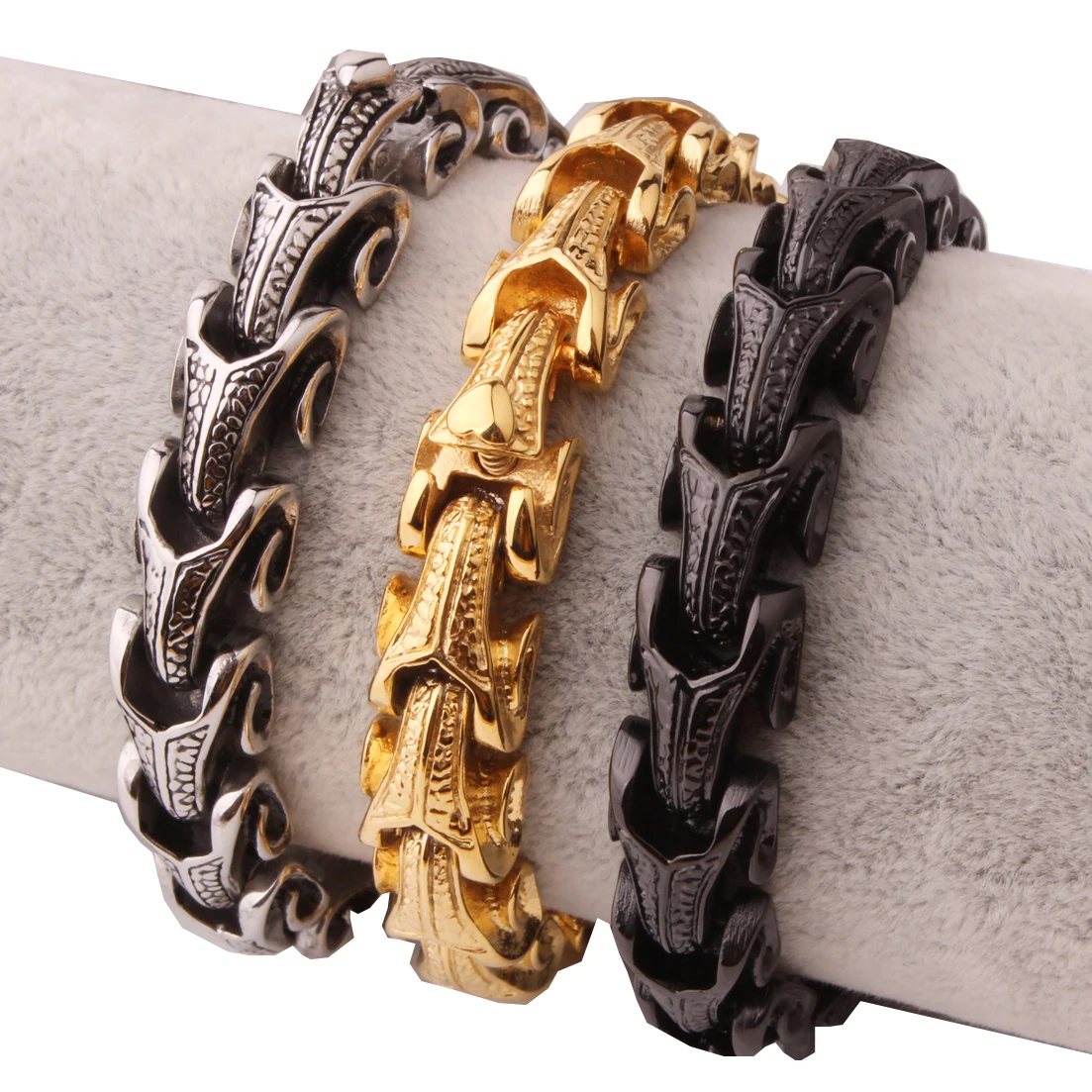 8,66 ''украшение в готическом стиле панк чистая 316L нержавеющая сталь байкер дракон кости серебро/золото/черная цепочка браслет мужские подарки