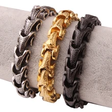 8,66 ''украшение в готическом стиле панк чистая 316L нержавеющая сталь байкер дракон кости серебро/золото/черная цепочка браслет мужские подарки