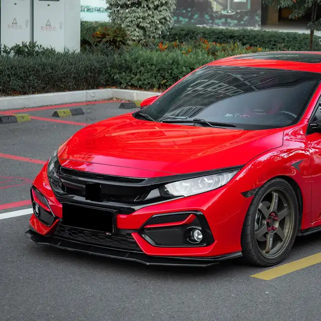 Front Bumper Lip Chin Body Kit Tuning Accessories Splitter Modified Exterior Part For Honda Civic 2016 2017 2018 2019 2020 4