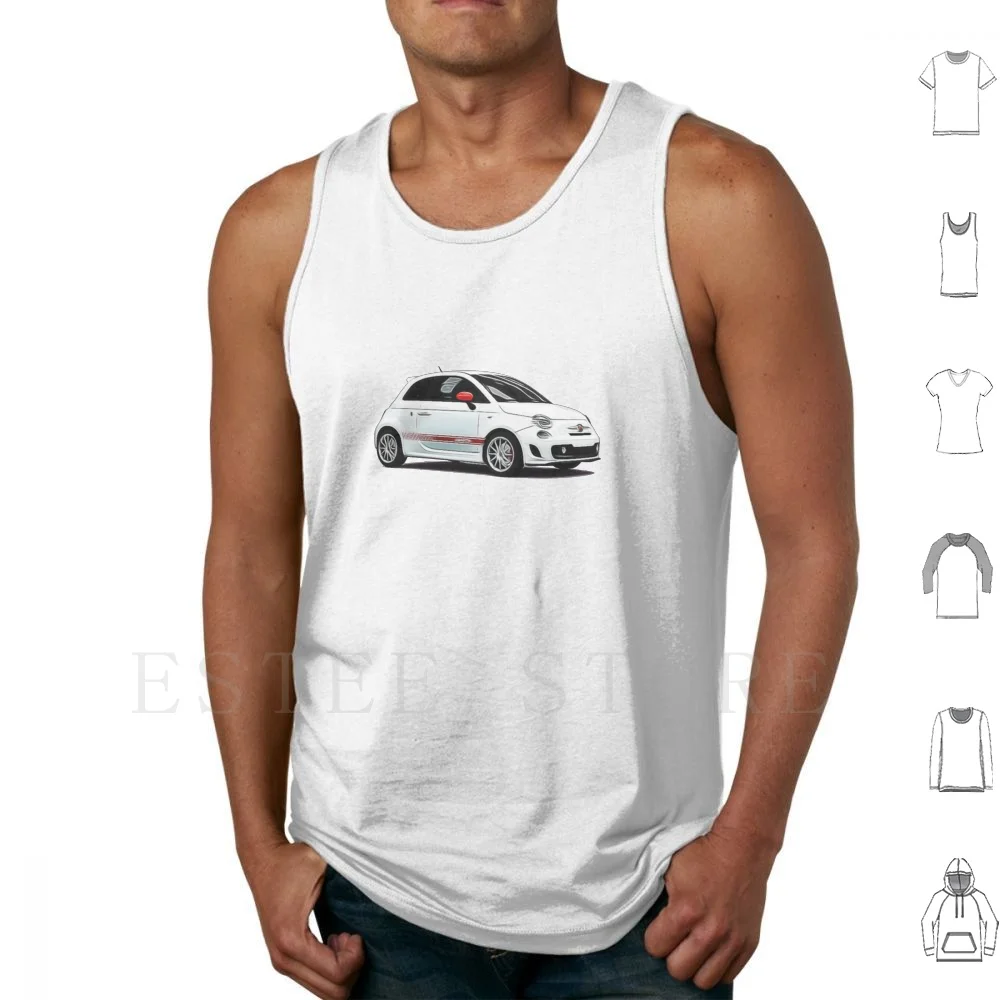 Abarth 500 Cartoon Canotte Gilet Senza Maniche Auto V8 V10 V12 Cool Flag Engine Racing Sports Pagani Automotive Carino