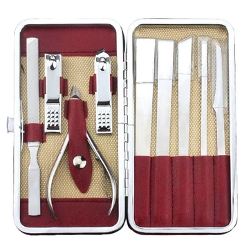 

ABVP New Portable Manicure Set Professional 9Pcs Nail Clipper Kit Nail Pedicure Knife Feet Care Tool Cuticle Dry Dead Skin Remov