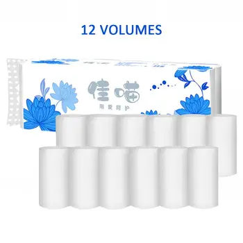 

Toilet Paper White Butt Thickening Toilet Roll 12pcs/Suit Wood Pulp Hotel Tampon Durable Family