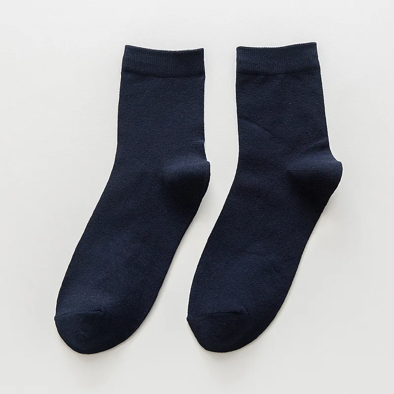 Men Socks Cotton Solid Color Casual Tube thick Socks Winter Male Socks calcetines sokken Off White Black socks meias skarpetki - Цвет: NAVY