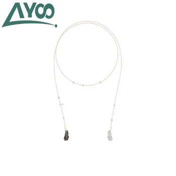 

AYOO high quality SWA, fashion jewelry simple temperament black and white feather women pendant necklace free shipping necklace