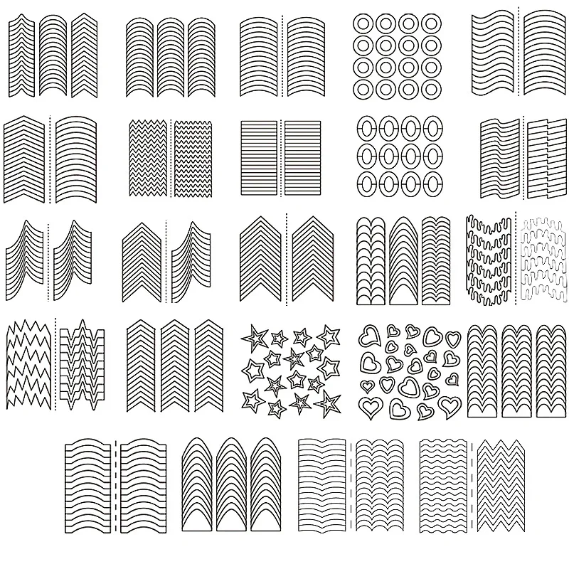 Betterz 48pcs French Stencil Nail Art Form Fringe Guides Manicure DIY Stickers Tips Decor, Type 2