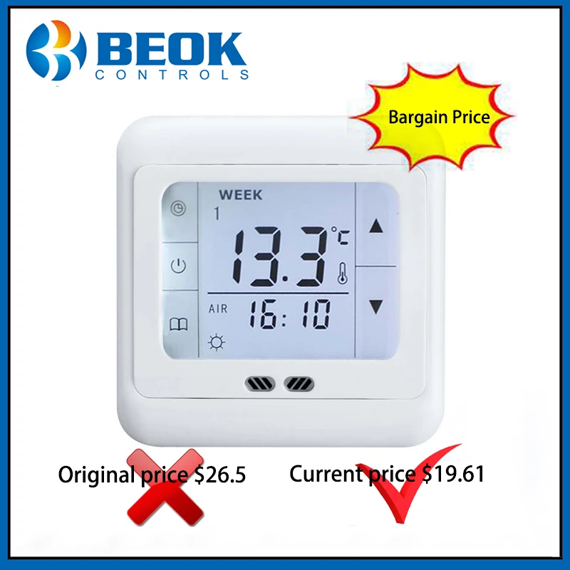 Beok 16A сенсорный экран термостат терморегулятор Еженедельный программируемый Электрический пол система отопления регулятор температуры