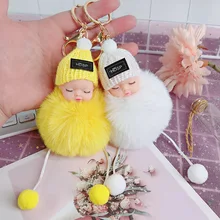 Милая шерстяная шапка с героями мультфильмов, кукла-брелок для ключей, Женская креативная Подвеска из меха кролика Рекс, подвеска для автомобиля