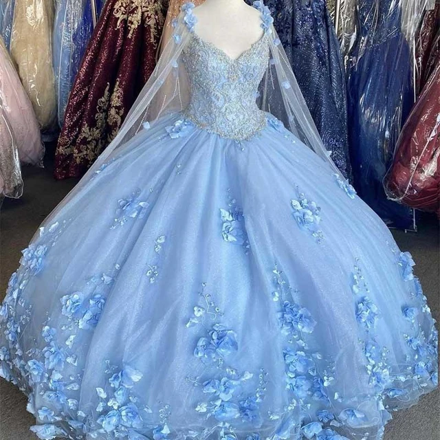 Light Sky Blue 2021 Ball Gown Quinceanera Dresses Bridal Gowns With ...